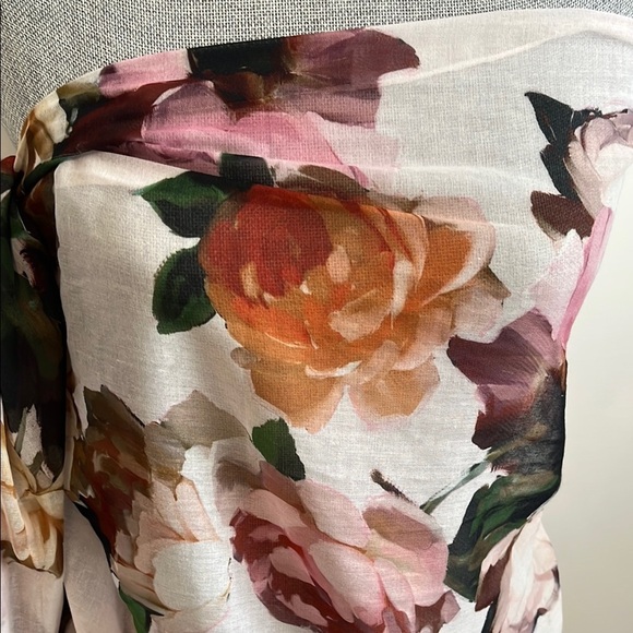 NWOT Indigo Cream Oversized Scarf Wrap Floral Pink Yellow Orange - Picture 7 of 10